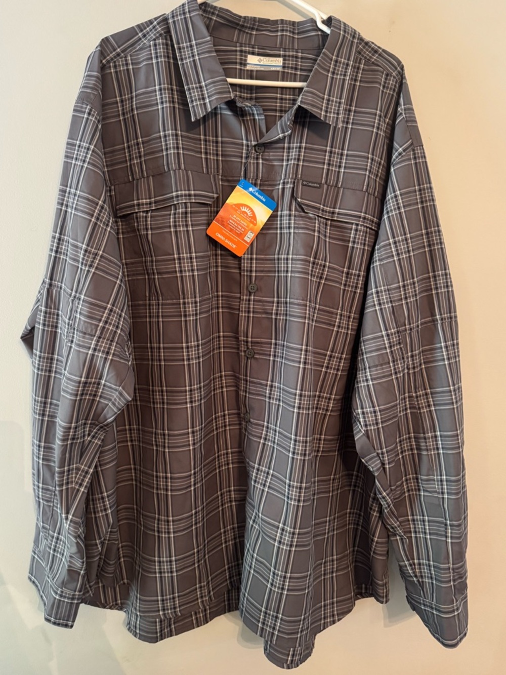 Columbia Omni Shade Fishing Shirt Mens 4XL Plaid Long Sleeve NWT